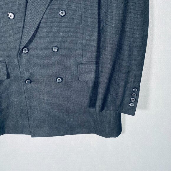 Vintage Tom James Blazer Mens 40R Gray Wool Double Breasted Jacket Union - Picture 6 of 15